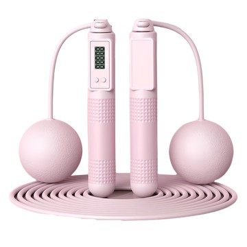 MICHAEL FITNESS 麥克健身 智能兩用跳繩 360度旋轉 靜音軸承 運動數據顯示 65mm球體  粉色  120 x 72 x 199mm  1組