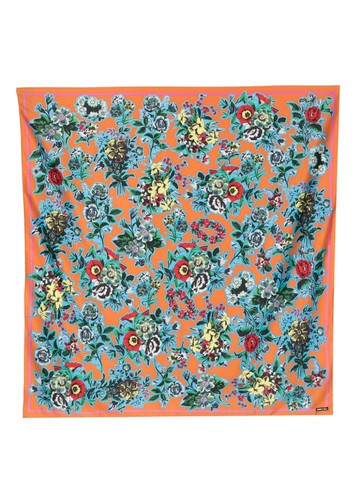 Bimba y Lola - floral-print square scarf - women - Polyester - One Size - Orange
