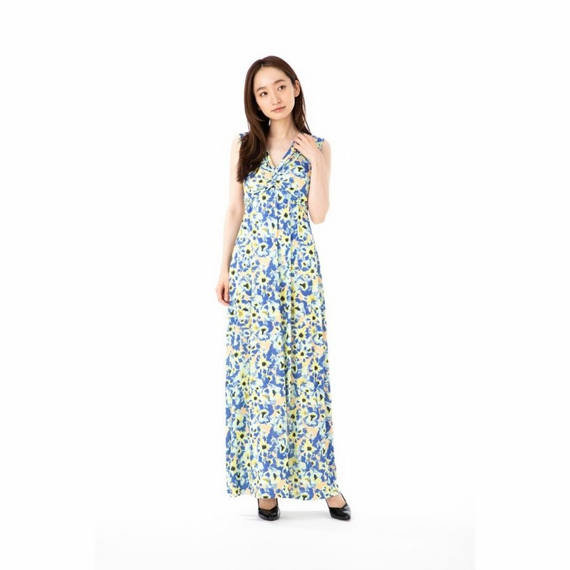 ファス Fas ワンピース T2 T3 T4サイズ ノースリーブ ロング丈 リーフ柄 きれいめワンピース レディース Fille A Suivre インポートワンピース 通販 Lineポイント最大0 5 Get Lineショッピング