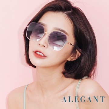 ALEGANT│輕時尚漸層雪絨藍果凍透視金屬鏡框設計墨鏡│UV400太陽眼鏡│巴特婁的海洋天井