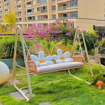 免運/公司貨 吊籃 吊椅 戶外秋千小院陽臺家用雙人蕩秋千院子花園庭院吊椅室外露臺秋千椅 可開發票 全館五折 工廠現貨直銷 新品特價 z11013