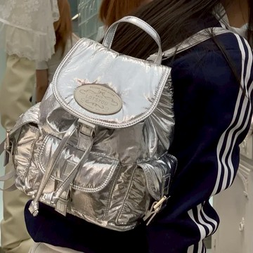 韓國 Lotsyou 空氣感澎澎後背包 霧面銀