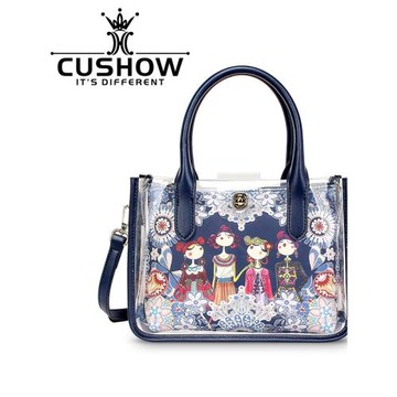 卡秀原創小眾印花手提果凍包2025新款透明女包單肩斜挎小包子母袋