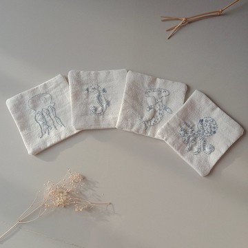 Ocean coaster set handicraft natural 100% cotton fabric 4PCS