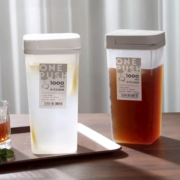 日本YAMADA 日本製按壓式冷水壺 1000ml 3入組 - 白色X3