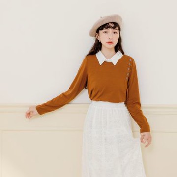 OB嚴選-假兩件排釦層次造型片長版上衣《AB18007-》