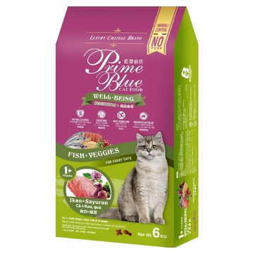 LCB 藍帶廚坊 化毛配方健康挑嘴貓糧  1袋  6kg  魚肉 + 纖蔬