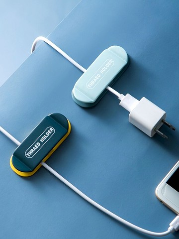 簡約拼色雙頭粘膠插座掛鉤套裝廚房壁掛電源插頭固定器支架塑料