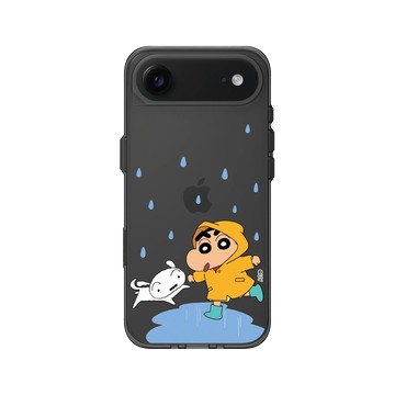iPhone Air Clear (相機按鈕) 酷墨灰 - 蠟筆小新 Crayon Shinchan - 小新小白雨天散步