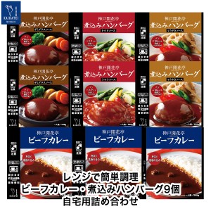 レトルト食品 詰め合わせ レトルト ビーフ カレー ハンバーグ 9食入 おかず 惣菜 食品 セット 神戸開花亭 常温保存 のし・包装不可 送料