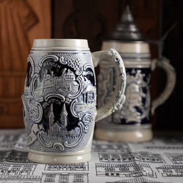 西德King-Werk盧森堡景點浮雕啤酒杯