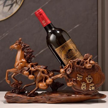 新中式駿馬酒架小鹿擺件輕奢紅酒瓶酒托客廳酒柜家居裝飾喬遷禮物
