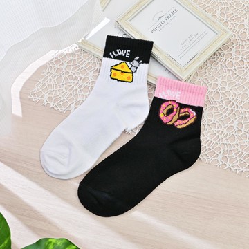 韓風3/4襪2雙入-甜甜圈+起司