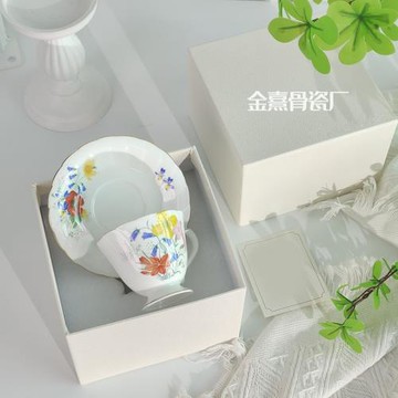 日式彩色花卉下午茶茶杯精致骨瓷咖啡杯家用送禮休閑吧餐廳奶茶杯