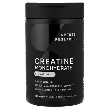 Sports Research, Creatine Monohydrate, Micronized, 120 Veggie Capsules (1.25 g per Capsule)
