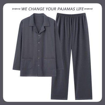 北極絨睡衣男士春秋季長袖莫代爾薄款寬松加肥大碼家居服秋天套裝