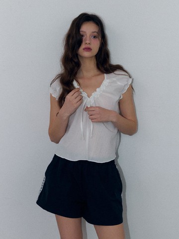 Daisy String Sleeveless Blouse [White]