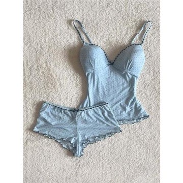 純欲性感吊帶睡衣女款2025春秋季高級感波點超短褲家居服套裝大碼