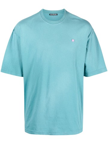 Acne Studios - logo-patch organic cotton T-shirt - unisex - Cotton - XL - Blue