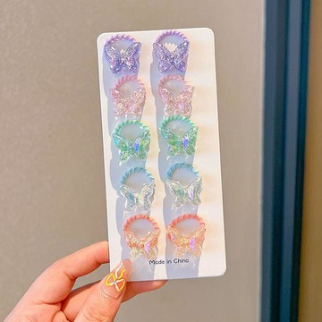 🎀biubiu童裝🎀愛心蝴蝶女童高彈力皮筋頭繩兒童不傷發拇指髮圈小女孩扎頭髮發繩