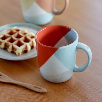 利物商店日本進口BISQUE馬克杯ins撞色幾何圖案早餐咖啡果汁茶杯