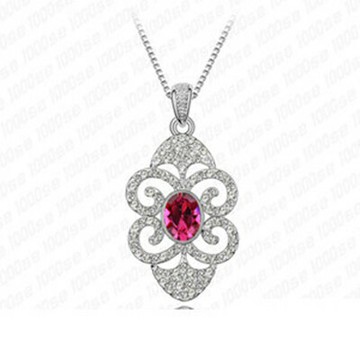 現貨+預購 925純銀項鍊水晶吊墜-鑲鑽奢華璀璨亮麗百搭母親節情人節生日禮物女飾品銀飾4色73aj212【獨家進口】【米蘭精品】