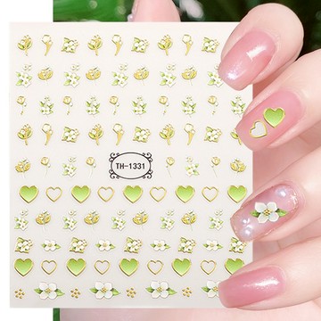 鐳射3D美甲貼紙 愛心蝴蝶字母美甲裝飾貼紙 美甲貼紙 3D帶背膠鐳射指甲貼 網紅愛心貼紙
