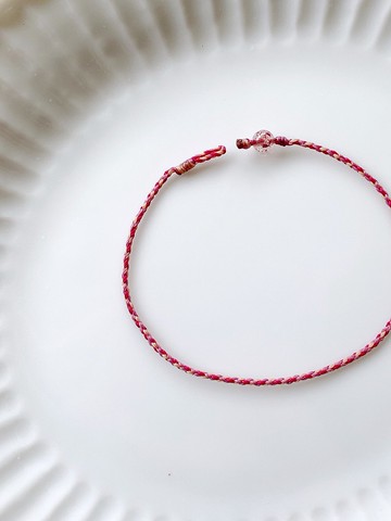 草莓晶 珊瑚橘+紫丁香色*2+莓果紅 四股編 超極細 蠟線幸運繩