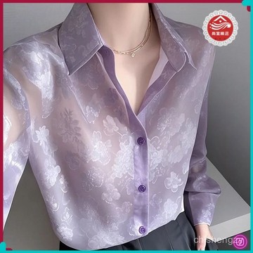 新款上市 桃園出貨🌸 襯衫女2025夏季襯衣獨特漂亮超好看設計感防曬法式氣質雪紡上衣潮 DRWT
