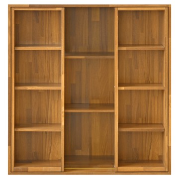 《HOPMA》大容量日式雙排活動書櫃 台灣製造 滑門櫃 收納櫃 儲藏櫃 書櫃 置物櫃 玄關櫃 門櫃-拼版柚木