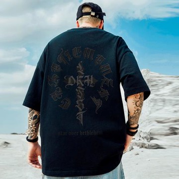 oversize重磅潮牌胖子男裝加肥加大碼國潮嘻哈寬松短袖T恤半袖潮