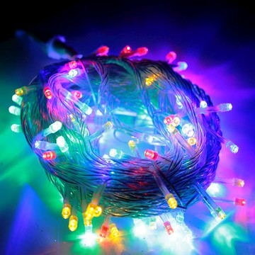 摩達客-100燈LED燈串聖誕燈樹燈串(彩色光透明線)(附IC控制器)高亮度省電