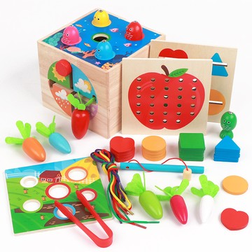 兒童蒙氏益智玩具 早教分類投幣盒 觸摸感官訓練玩具 手部靈活專注力玩具 木製玩具