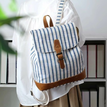 條紋帆布雙肩包253313