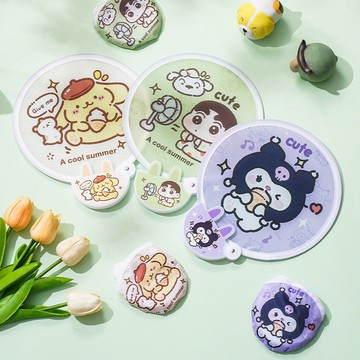 台灣現貨💡可折疊圓扇 隨身風扇 小扇子 迷你圓扇 折疊扇 布面隨身小扇子 卡通夏季折疊扇 扇子 圓扇 團扇 礼物