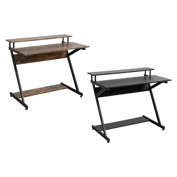 【IDEA】大款100CM鐵木Z型加高仿木雙層電腦桌/辦公桌(書桌)亂木紋