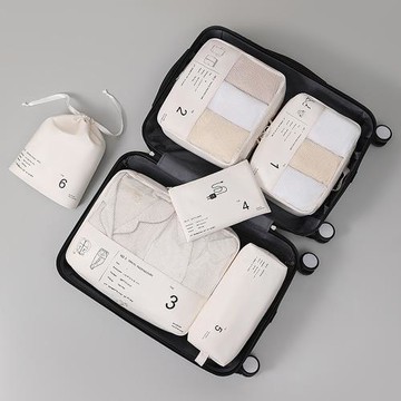 Mr.box  數字分類收纳袋旅行六件套 三色可選-任選2入