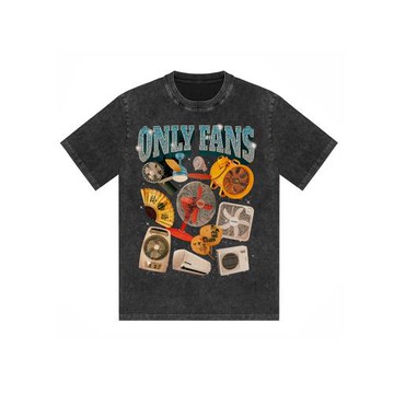 原創趣味ONLY FANS電風扇夏季空調 美式寬松直噴印花男女T恤短袖
