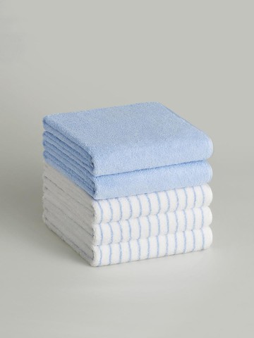 Face Towel 5P_Blue Fog + Blue Fog Stripe