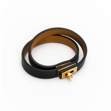 Hermes Mini Kelly Double Tour手環(黑/金)