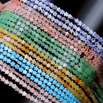 水晶瑪瑙半寶石五角星串珠散珠子 diy手鏈項鏈耳環飾品五角星配件