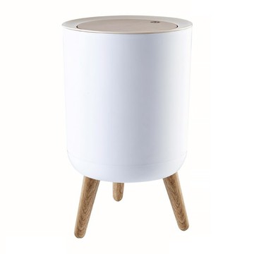 ikloo 宜酷屋 簡約仿木紋垃圾桶  白色  22 x 22 x 36cm