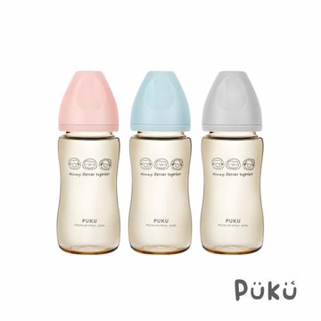 【PUKU藍色企鵝】飽飽歐蕾PPSU寬口奶瓶330ml-(三色)