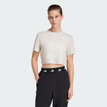 adidas WE MIN TEE 短袖上衣 女 訓練 慢跑 奶茶 JE6169