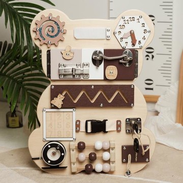 【官方】小熊蒙氏忙碌板兒童寶寶嬰兒蒙特梭利精細動作益智玩具