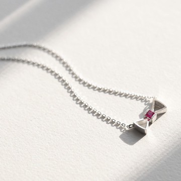 紅寶石）絲帶項鍊銀925