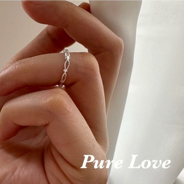Pure Love樂芙 /正韓 銀飾【S925純銀】R0802簡約通體純銀不規則鏤空橢圓開口可調式戒指 尾戒 / 銀