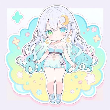 Cute pastel series 朝日貼紙 藍天汽水連身裙