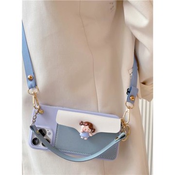 原創小胖妹零錢包適用vivox200手機殼x300pro斜挎x100女x90背帶式s50卡通s30/s20/s19/s18/s17全包y500保護套