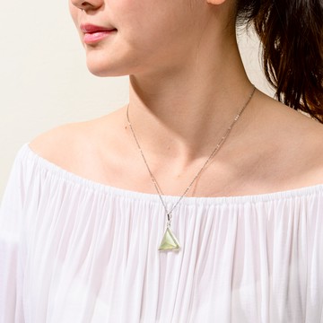 圖桑連線 葡萄石純銀三角造型項鍊 | 葡萄石 三角形 和諧 自信 心輪 清晰思考 寶石項鍊 925純銀 T240209-493